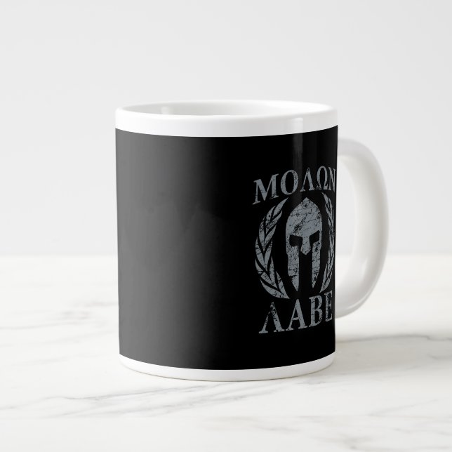 Molon Labe Grunge Spartan Armor Jumbo-Tasse (Vorderseite Rechts)