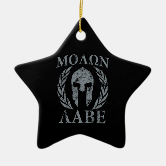 Molon Labe Grunge Spartan Armor Keramikornament (Vorne)
