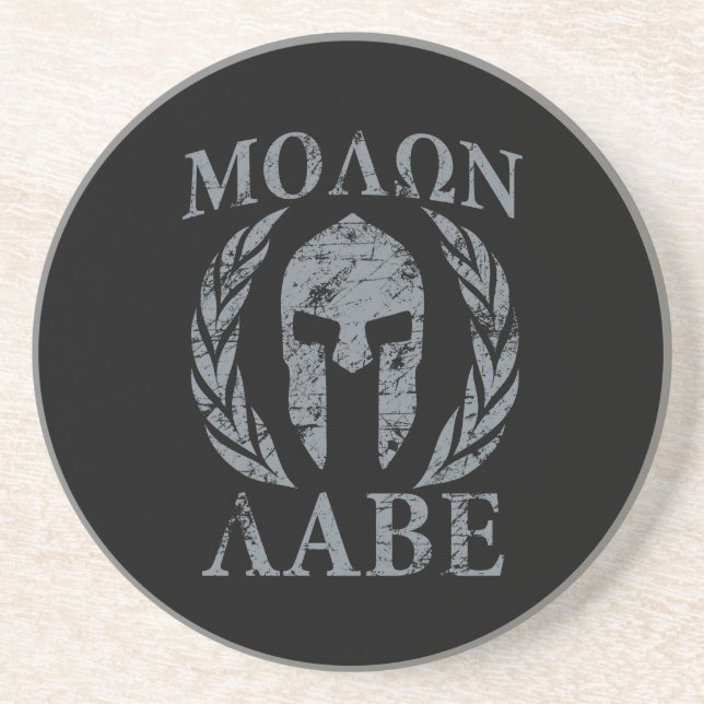 Molon Labe Grunge Spartan Armor Sandstein Untersetzer (Vorne)