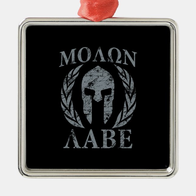 Molon Labe Grunge Spartan Armor Silbernes Ornament (Vorne)