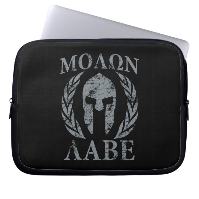 Molon Labe Grunge Spartan Helmet Laptopschutzhülle (Vorderseite)