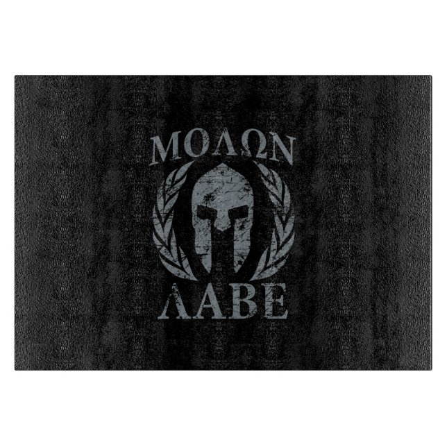 Molon Labe Grunge Spartan Mask Schneidebrett (Vorderseite)