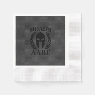 Molon Labe Krieger Laurels über schwarzen Kohlenst Serviette