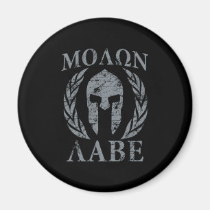 Molon Labe Kriegers-Masken-Lorbeer auf Schwarzem Magnet