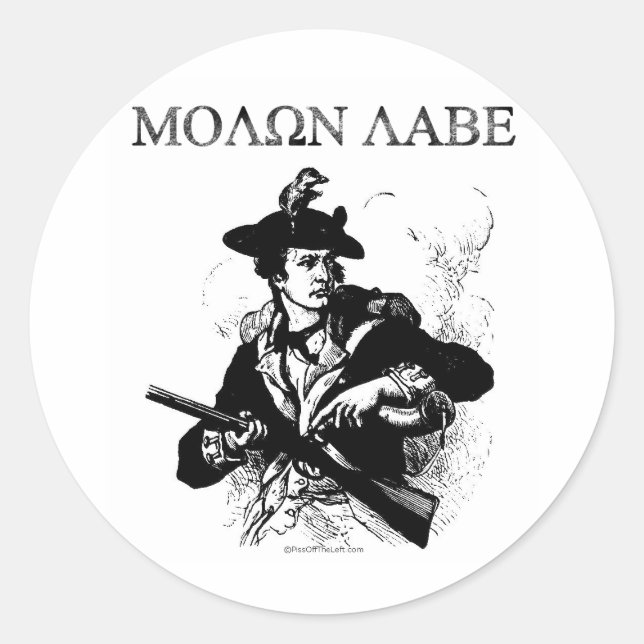 Molon Labe Minuteman Runder Aufkleber (Vorderseite)