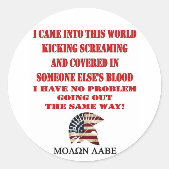 MOLON LABE RUNDER AUFKLEBER (Vorderseite)
