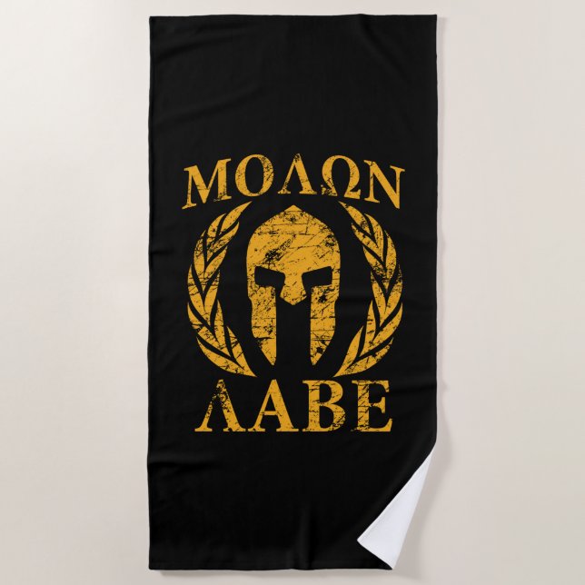 Molon Labe Schmutz-spartanischer Strandtuch (Vorderseite)