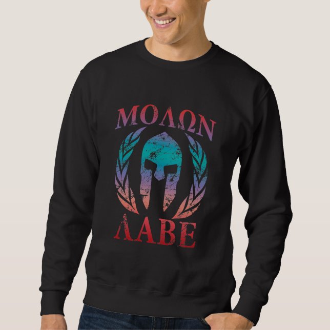 Molon Labe Schmutz-spartanischer Sturzhelm Sweatshirt (Vorderseite)
