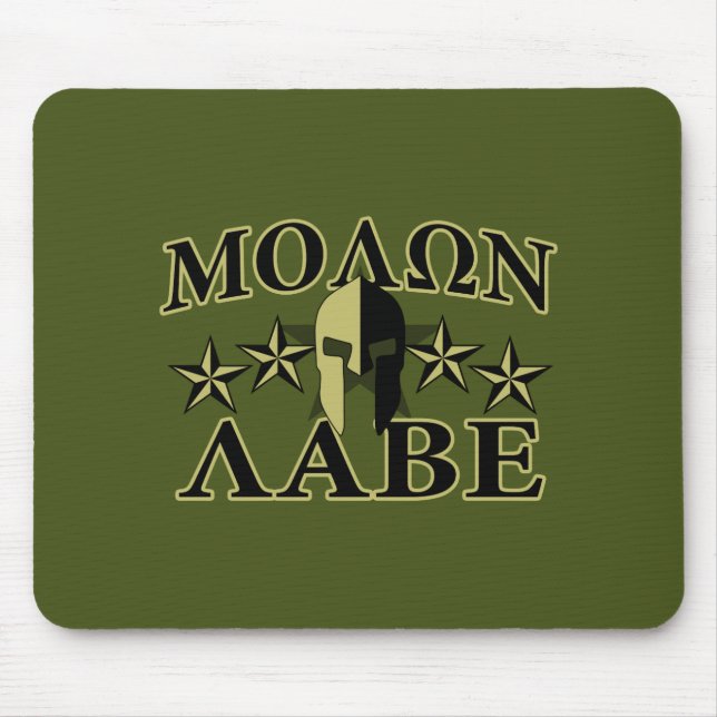 Molon Labe Spartan 5 Sterne Olive Green Mousepad (Vorne)