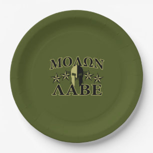 Molon Labe Spartan 5 Sterne Olive Green Pappteller