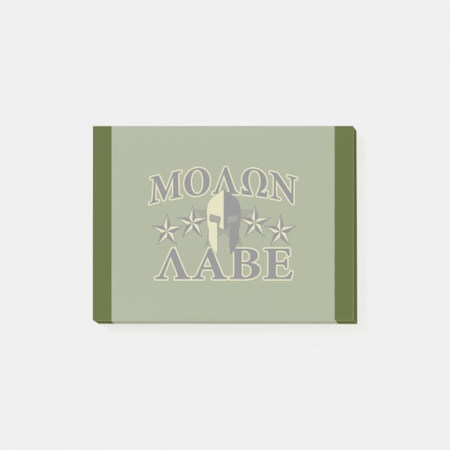 Molon Labe Spartan 5 Sterne Olive Green Post-it Klebezettel (Vorderseite)
