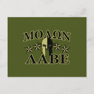 Molon Labe Spartan 5 Sterne Olive Green Postkarte