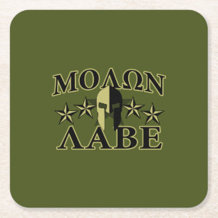 Molon Labe Spartan 5 Sterne Olive Green Rechteckiger Pappuntersetzer