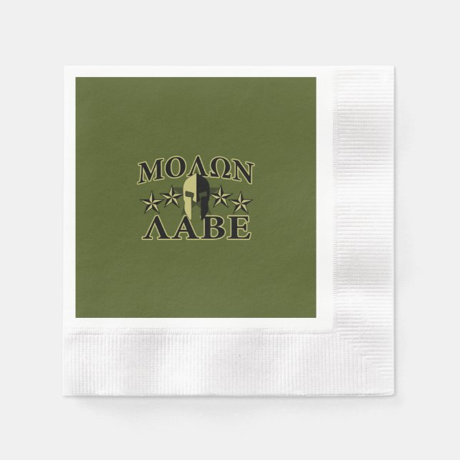 Molon Labe Spartan 5 Sterne Olive Green Serviette (Vorderseite)