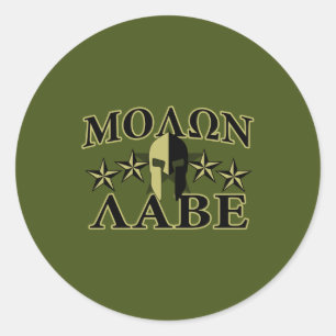 Molon Labe Spartan 5 Sterne Olivenbaum Runder Aufkleber