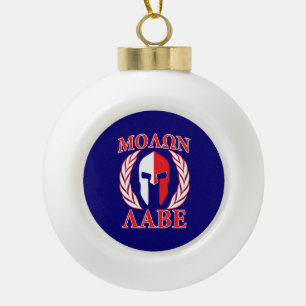 Molon Labe Spartan Armor Laurels Tri Color Keramik Kugel-Ornament