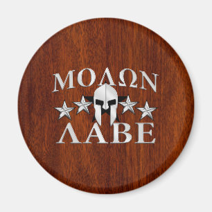 Molon Labe Spartan Helmet 5 Sterne Mahogany Style Magnet