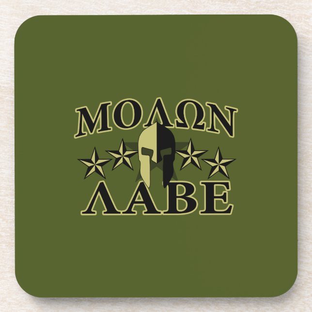 Molon Labe Spartan Helmet 5 Sterne Untersetzer (Vorderseite)
