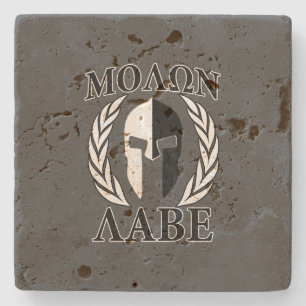 Molon Labe Spartan Helmet Krieger Laurels Graphic Steinuntersetzer