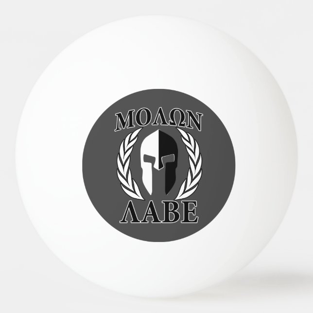 Molon Labe Spartan Helmet Laurels Black Tischtennisball (Vorderseite)
