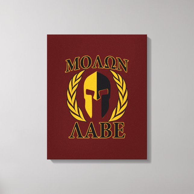 Molon Labe Spartan Helmet Laurels Burgundy Leinwanddruck (Vorderseite)