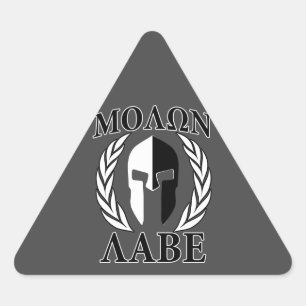Molon Labe Spartan Helmet Laurels Charcoal Dreieckiger Aufkleber