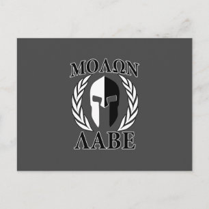 Molon Labe Spartan Helmet Laurels Charcoal Postkarte