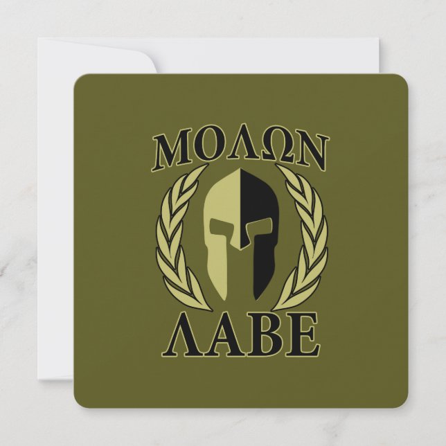 Molon Labe Spartan Helmet Laurels Olive Green (Vorderseite)