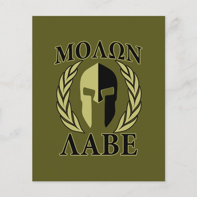 Molon Labe Spartan Helmet Laurels Olive Green Flyer (Vorne)