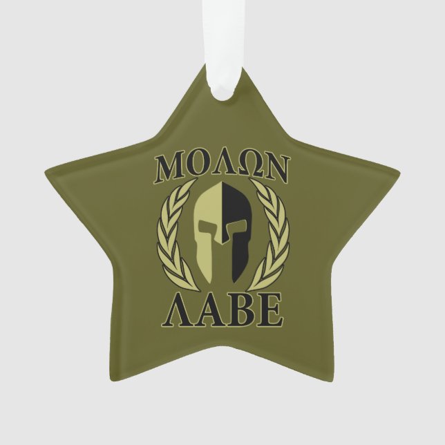 Molon Labe Spartan Helmet Laurels Olive Green Ornament (Vorderseite)