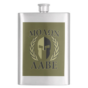 Molon Labe Spartan Helmet Laurels Olivenöl Flachmann