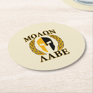Molon Labe Spartan Helmet Laurels Tri-Color Runder Pappuntersetzer