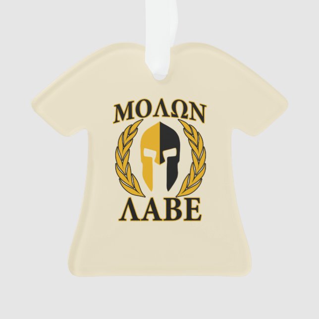 Molon Labe Spartan Helmet Laurels Warm Beige Ornament (Vorderseite)