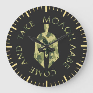 Molon Labe Spartan Helmet Military Camo Große Wanduhr