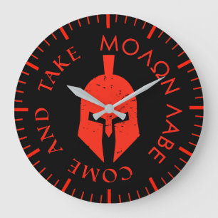 Molon Labe Spartan Helmet Red Große Wanduhr