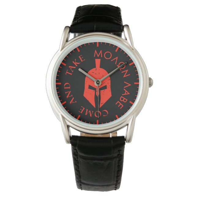 Molon Labe Spartan Helmet Red Men's Armbanduhr (Vorderseite)