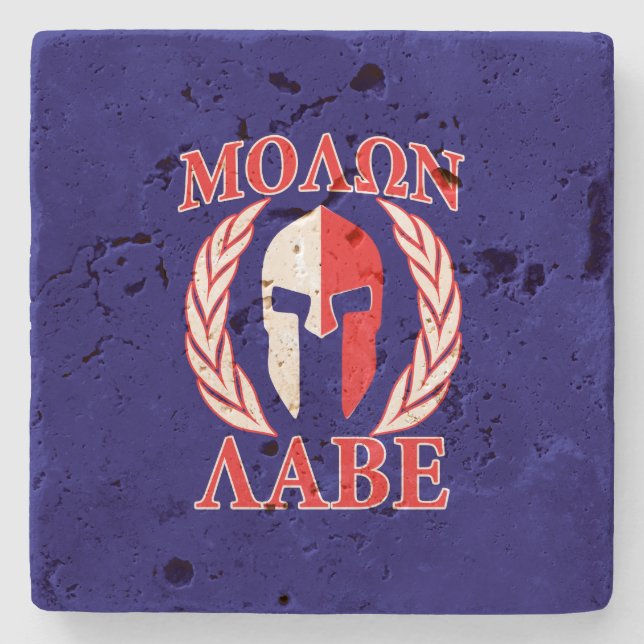 Molon Labe Spartan Helmet Warrior Laurels Graphic Steinuntersetzer (Vorderseite)