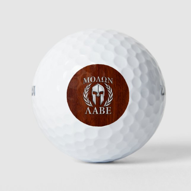 Molon Labe Spartan in Chrome Mahogany Style Golfball (Vorderseite)