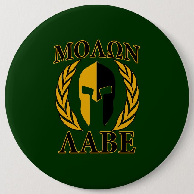 Molon Labe Spartan Laurels Forest Green Decke Button (Vorderseite)