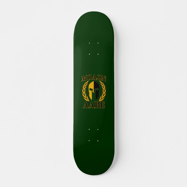Molon Labe Spartan Laurels Forest Green Decor Skateboard (Vorne)