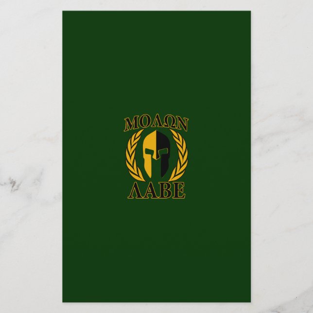 Molon Labe Spartan Laurels on Forest Green Briefpapier (Vorderseite)