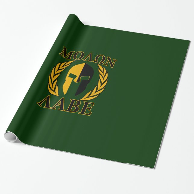 Molon Labe Spartan Laurels on Forest Green Geschenkpapier (Ungerollt)