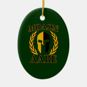 Molon Labe Spartan Laurels on Forest Green Keramik Ornament