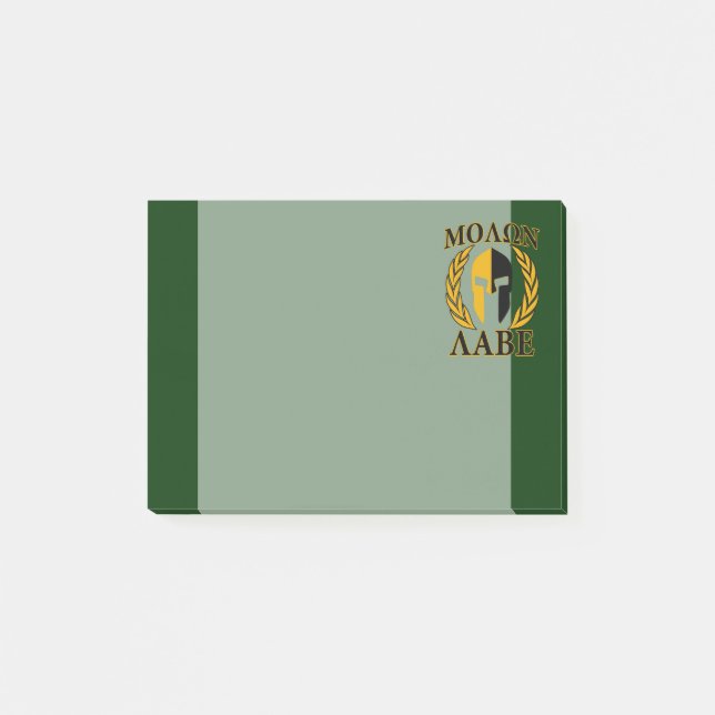 Molon Labe Spartan Laurels on Forest Green Post-it Klebezettel (Vorderseite)