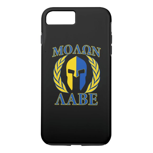 Molon Labe Spartan Laurels Yellow Blue Accents Case-Mate iPhone Hülle (Rückseite)