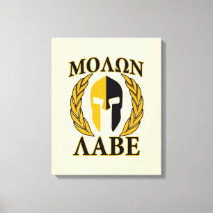 Molon Labe Spartan Mask Laurels Beige Accent Leinwanddruck