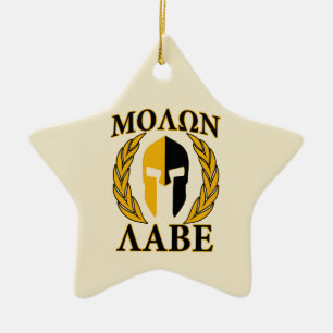 Molon Labe Spartan Mask Laurels Beige Dekoration