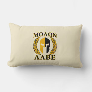 Molon Labe Spartan Mask Laurels Beige Dekoration Lendenkissen