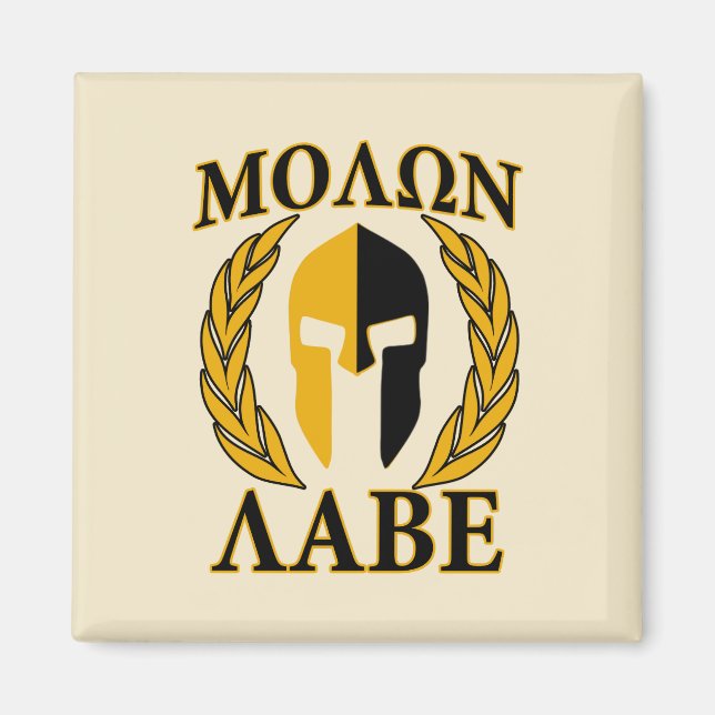 Molon Labe Spartan Mask Laurels Beige Dekoration Magnet (Vorne)