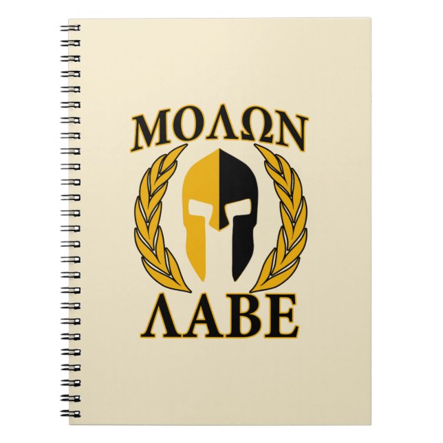 Molon Labe Spartan Mask Laurels Beige Dekoration Notizblock (Vorderseite)